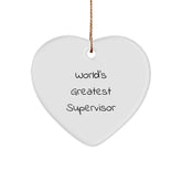 Funny Supervisor Gifts from Friends, World's Greatest Supervisor Heart Ornament for Men, Unique Christmas Unique Gifts - Image 1